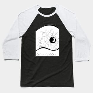 Winter Crescent Moon Landscape Baseball T-Shirt